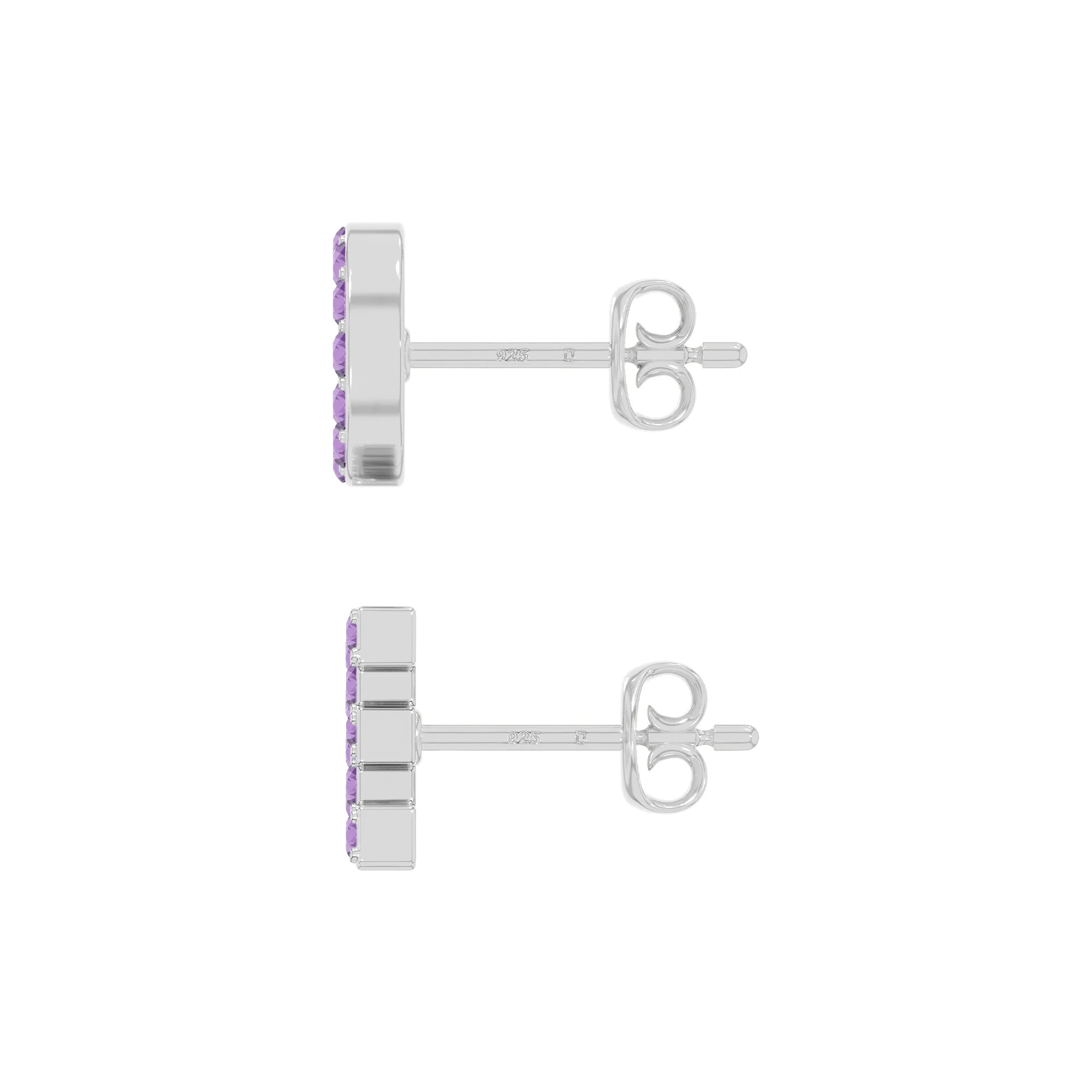 natural amethyst love stud earrings in sterling silver 