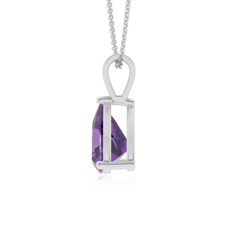 lab grown amethyst trillion shape solitaire v-bale pendant necklace