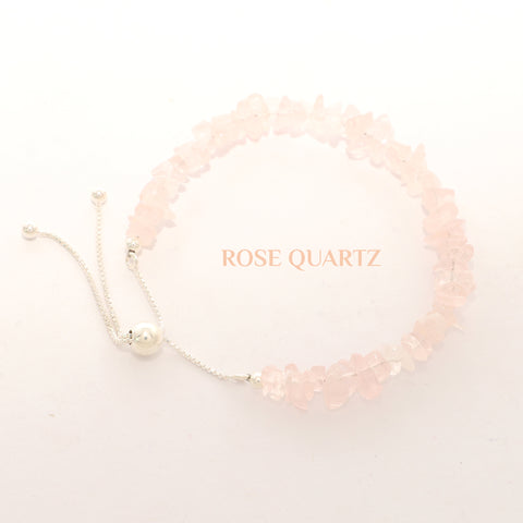 natural rose-quartz rough shape bolo bracelet