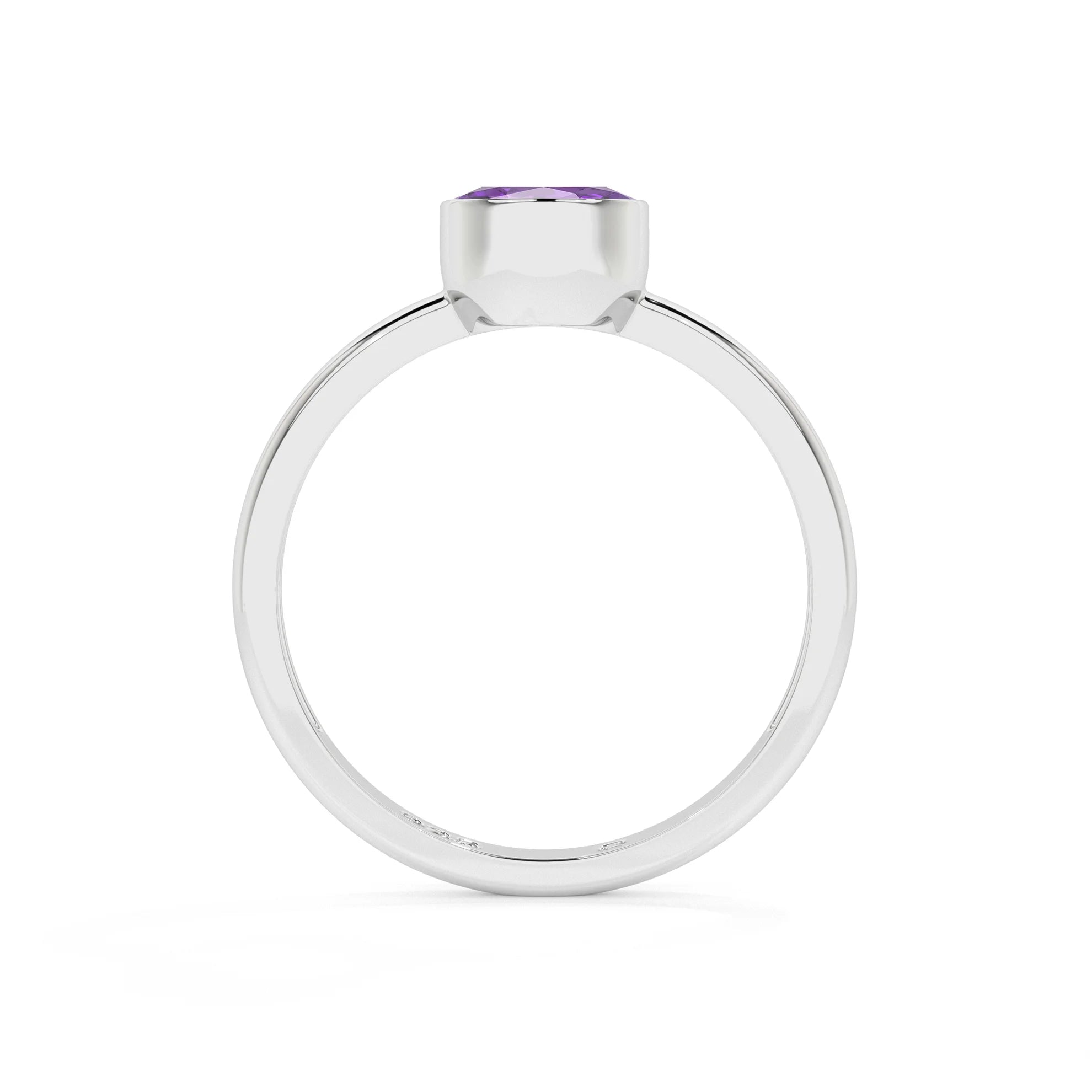 amethyst oval cut stackable bezel-set ring
