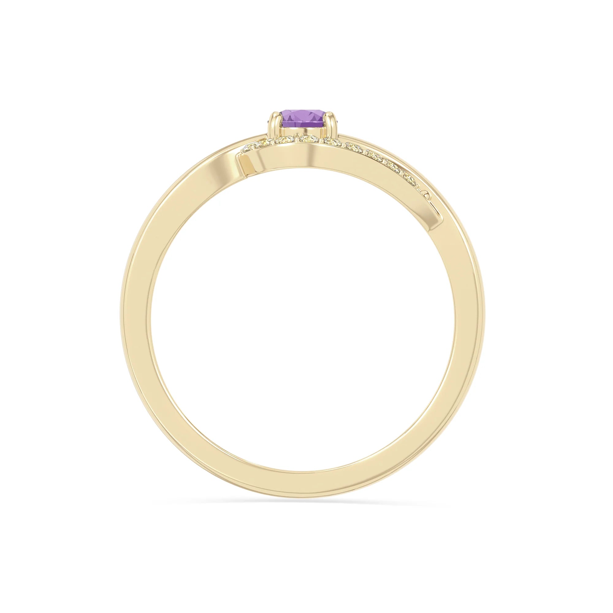 natural amethyst infinity solitaire rings in yellow gold vermeil