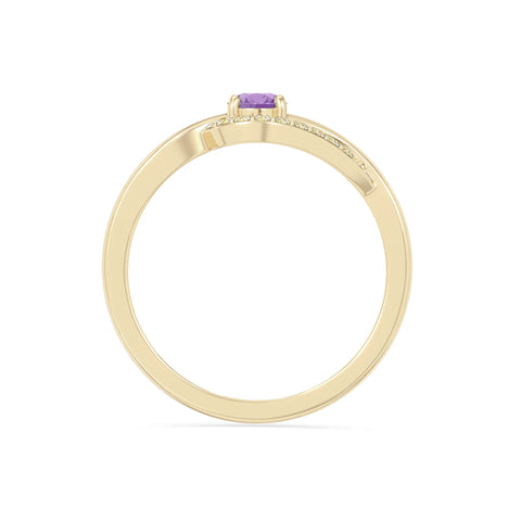 natural amethyst infinity solitaire rings in yellow gold vermeil