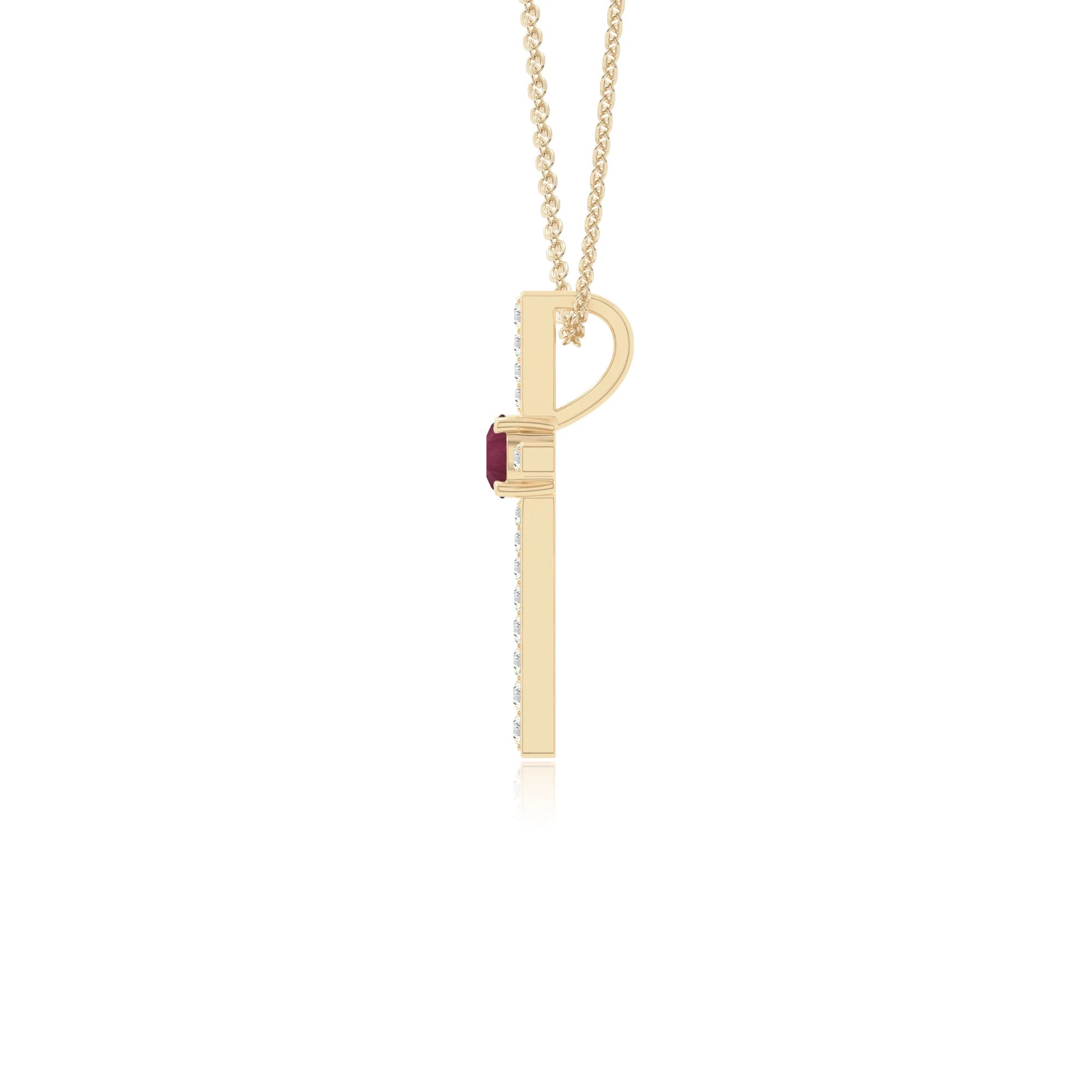 natural ruby cross necklaces in yellow gold vermeil 