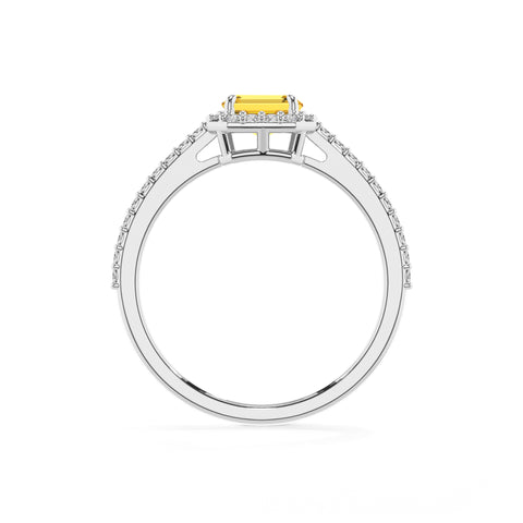 lab-grown yellow-sapphire emerald half eterity halo solitaire engagement ring