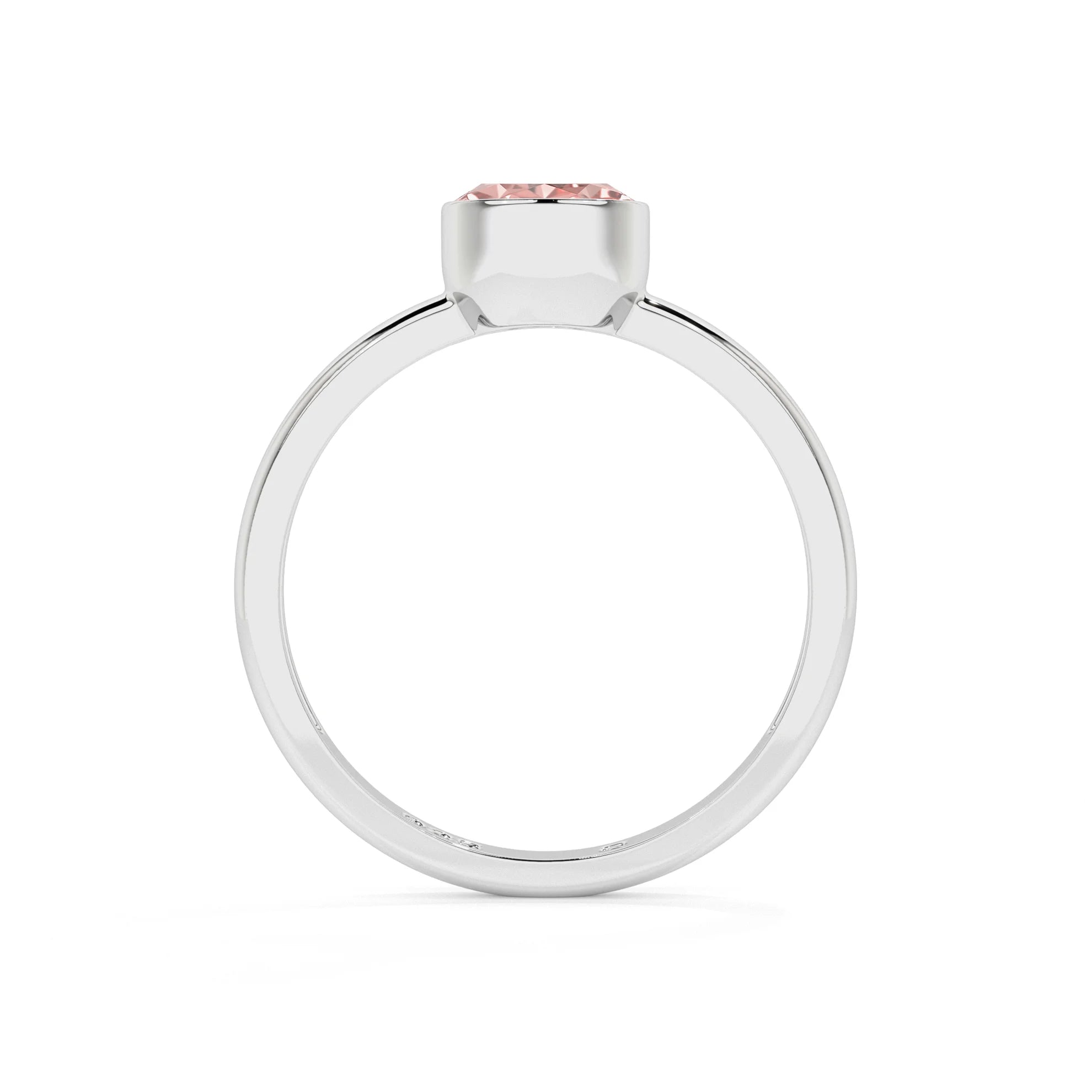 morganite round cut stackable bezel-set ring