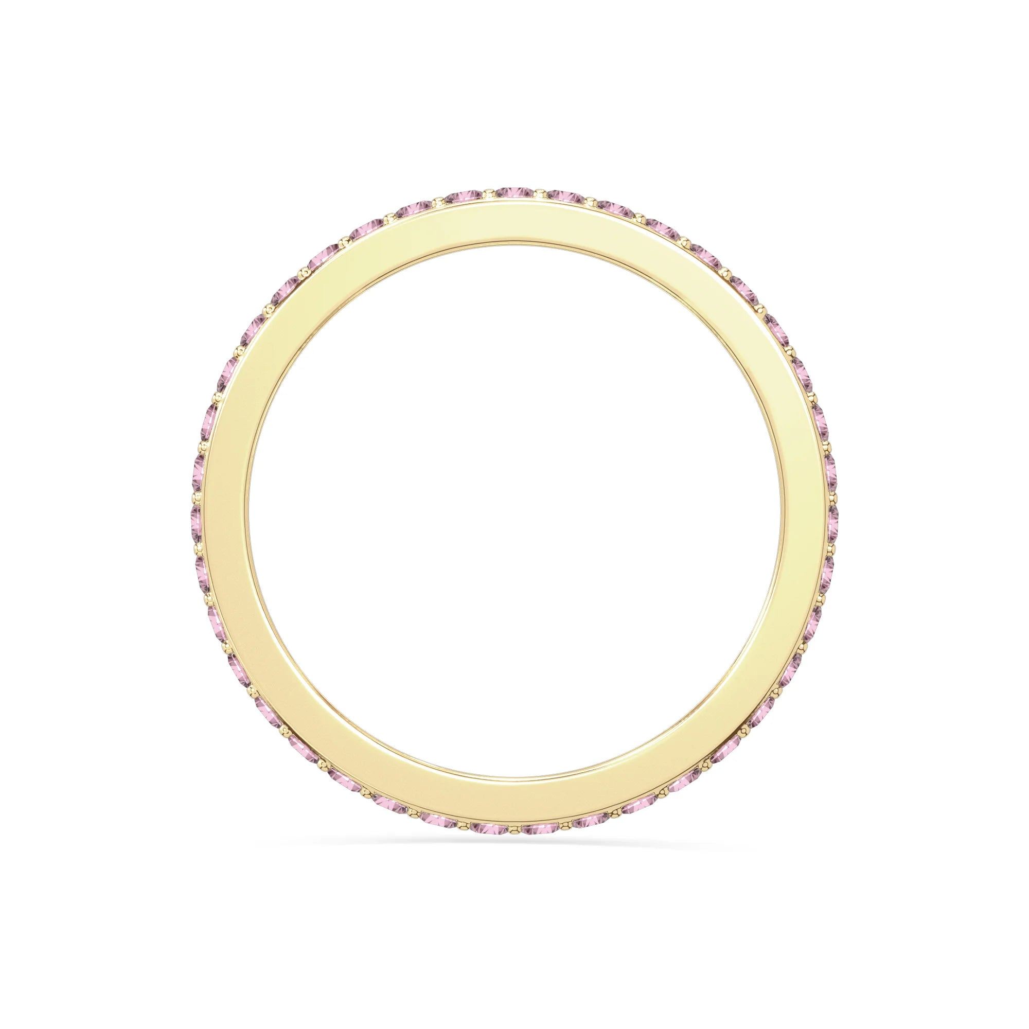 natural pink tourmaline eternity band rings in yellow gold vermeil