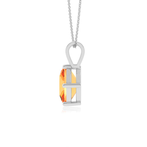 lab grown citrine cushion shape solitaire v-bale pendant necklace