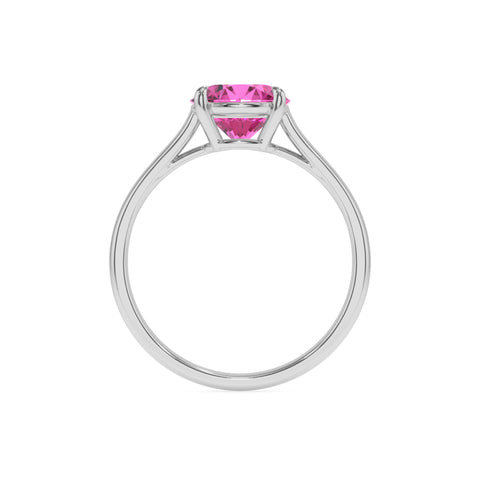 lab grown pink sapphire round solitaire engagement ring