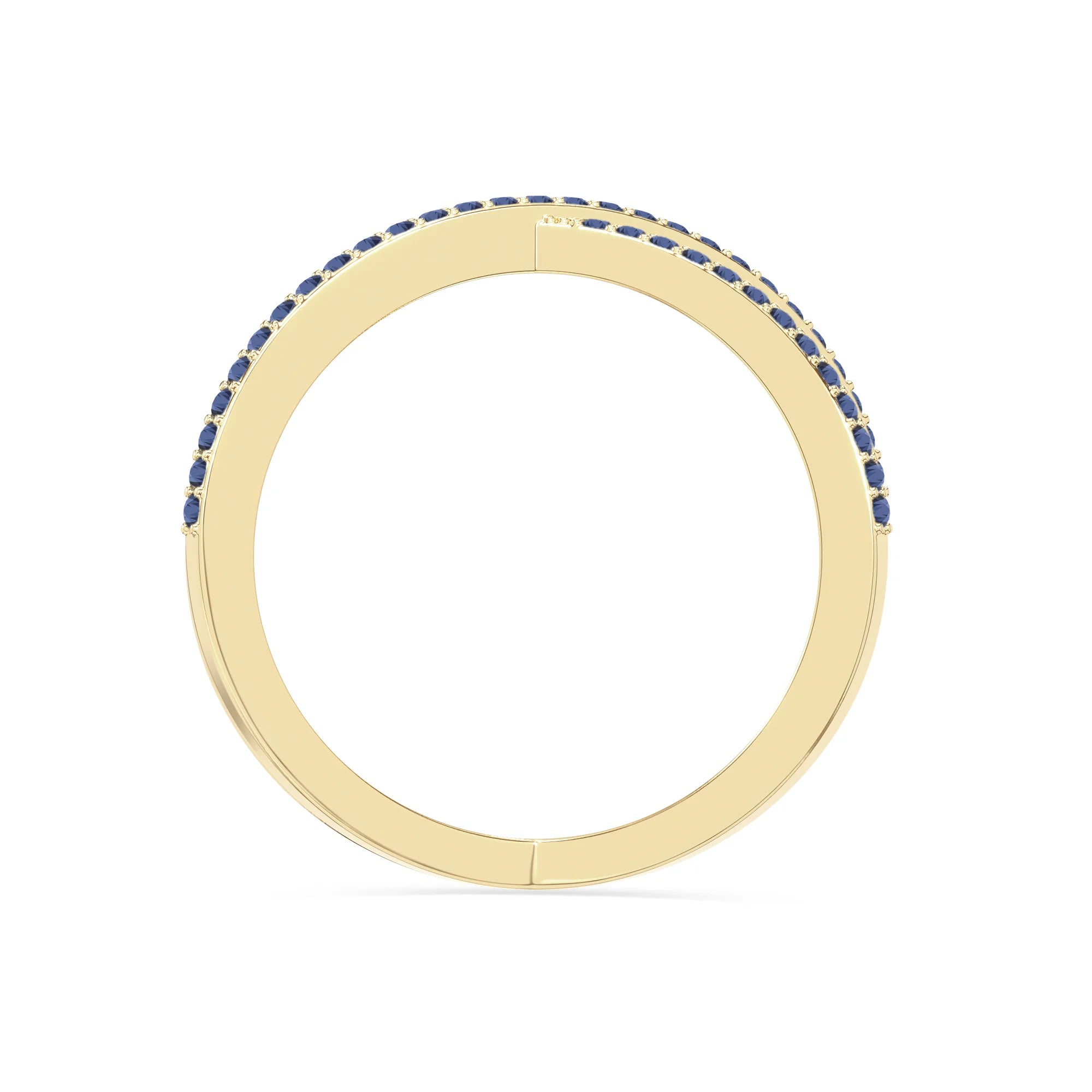 natural blue sapphire criss cross band rings in yellow gold vermeil