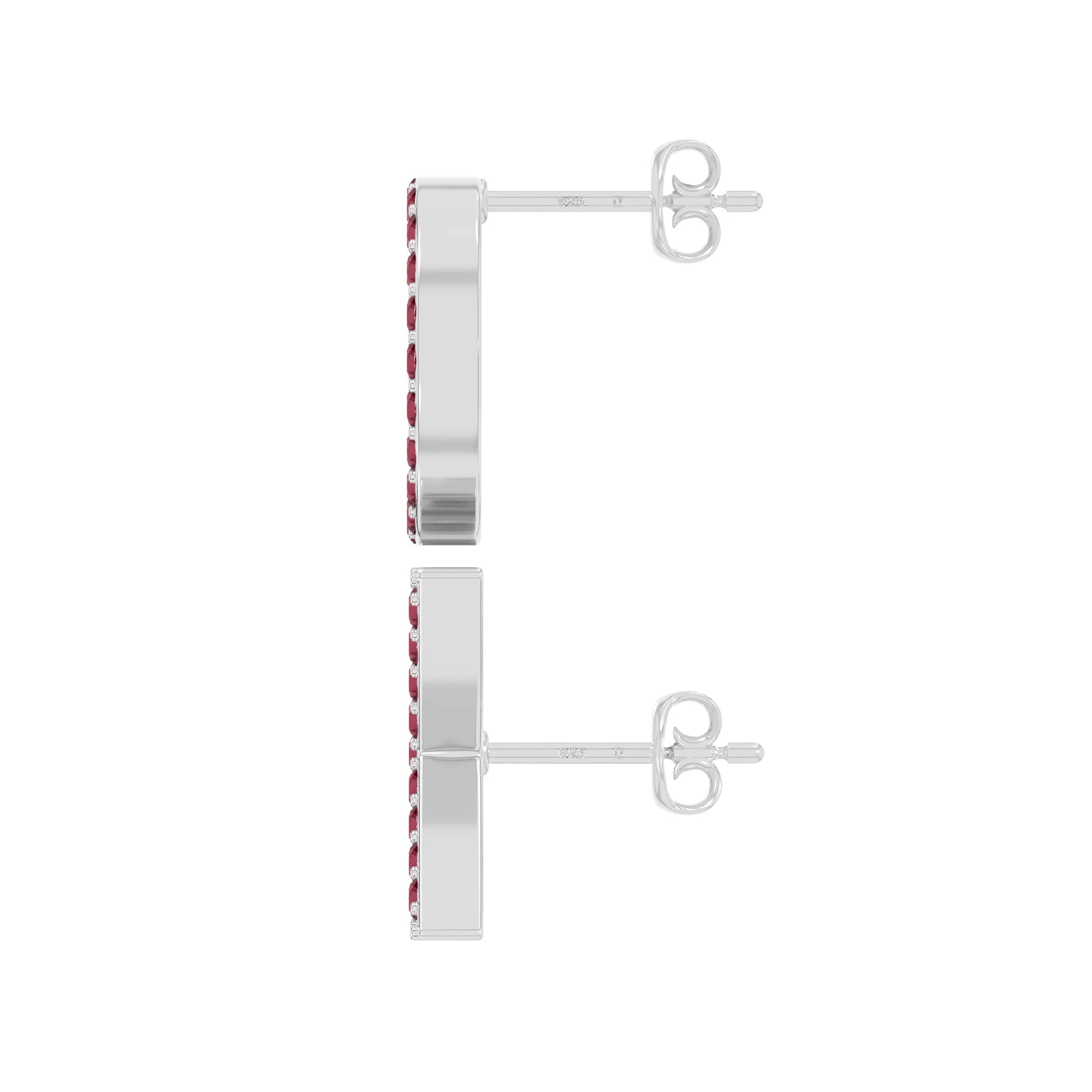 natural ruby xo stud earrings in sterling silver 