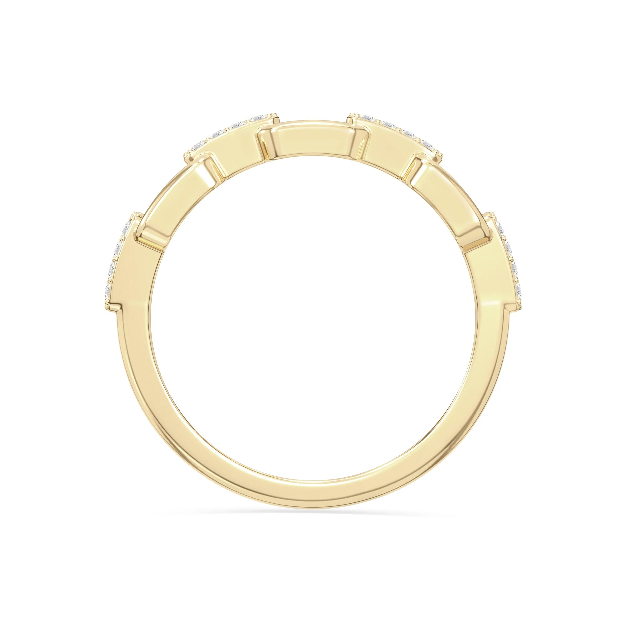 natural moissanite interlocking wedding band rings in yellow gold vermeil