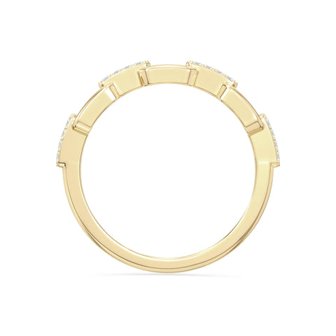 natural moissanite interlocking wedding band rings in yellow gold vermeil