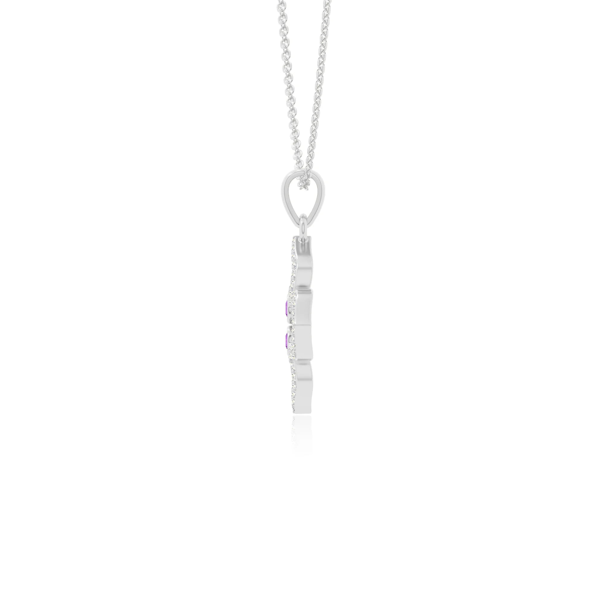 natural amethyst 4 petal flower necklaces in sterling silver 