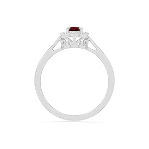 natural garnet solitaire halo engagement rings in sterling silver 