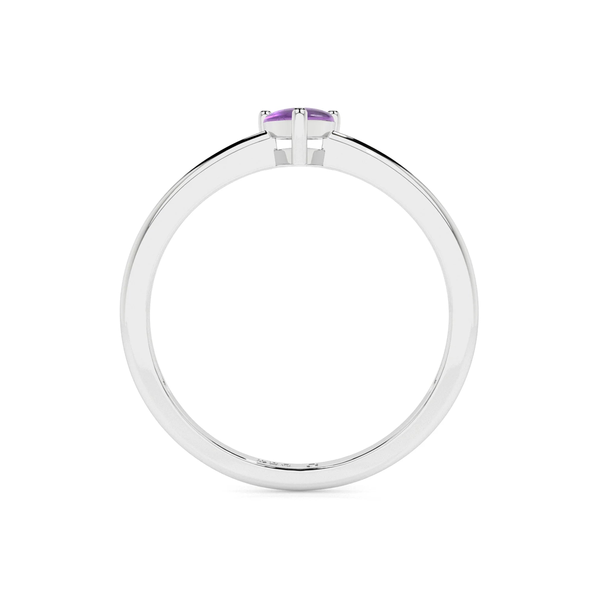 amethyst pear cab stackable prong-set ring