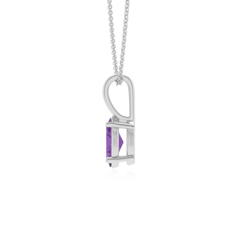 lab grown amethyst oval shape solitaire pendant necklace