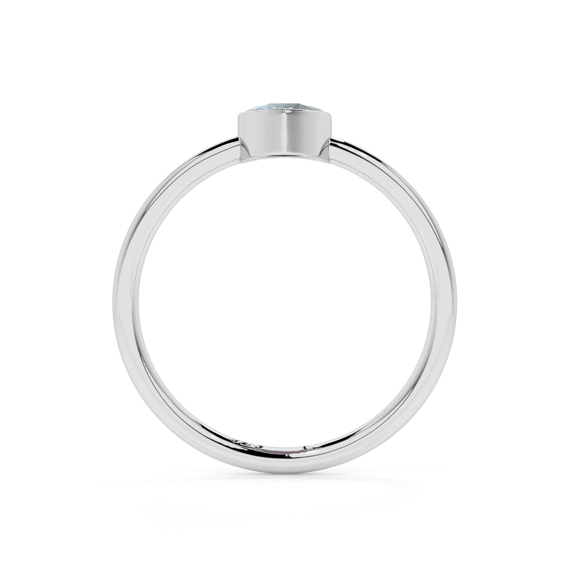 aquamarine pear cut stackable bezel-set ring