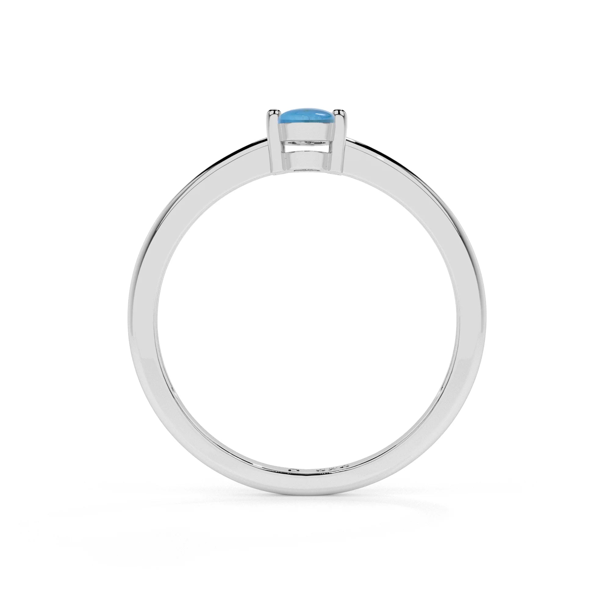 turquoise oval cab stackable prong-set ring