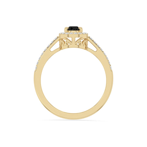 natural black onyx solitaire halo engagement rings in yellow gold vermeil