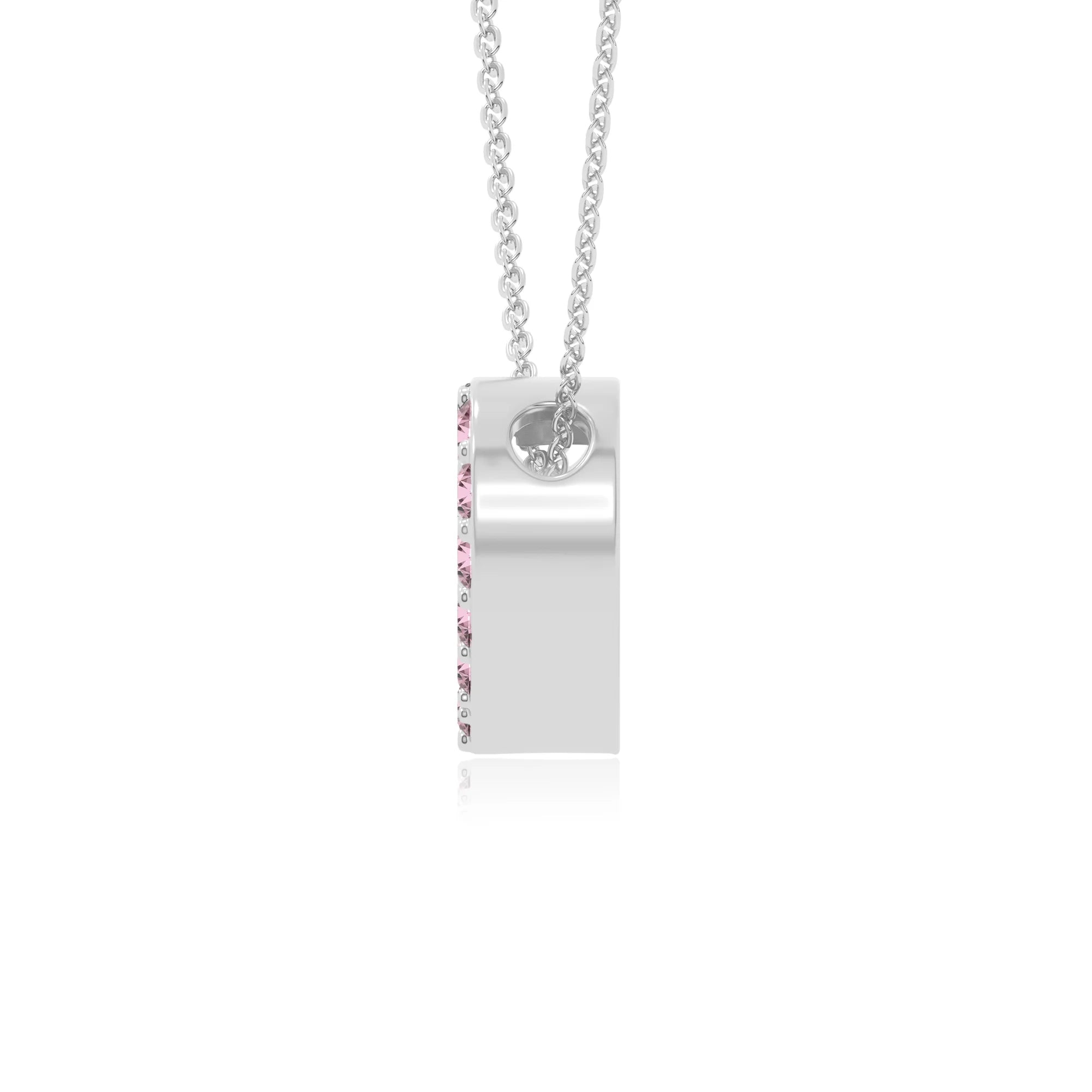 natural pink-tourmaline studded heart necklaces in sterling silver 