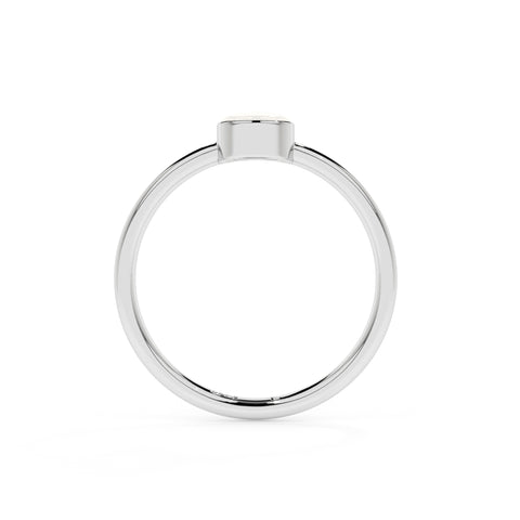 freshwater cultured pearl round cab stackable bezel-set ring