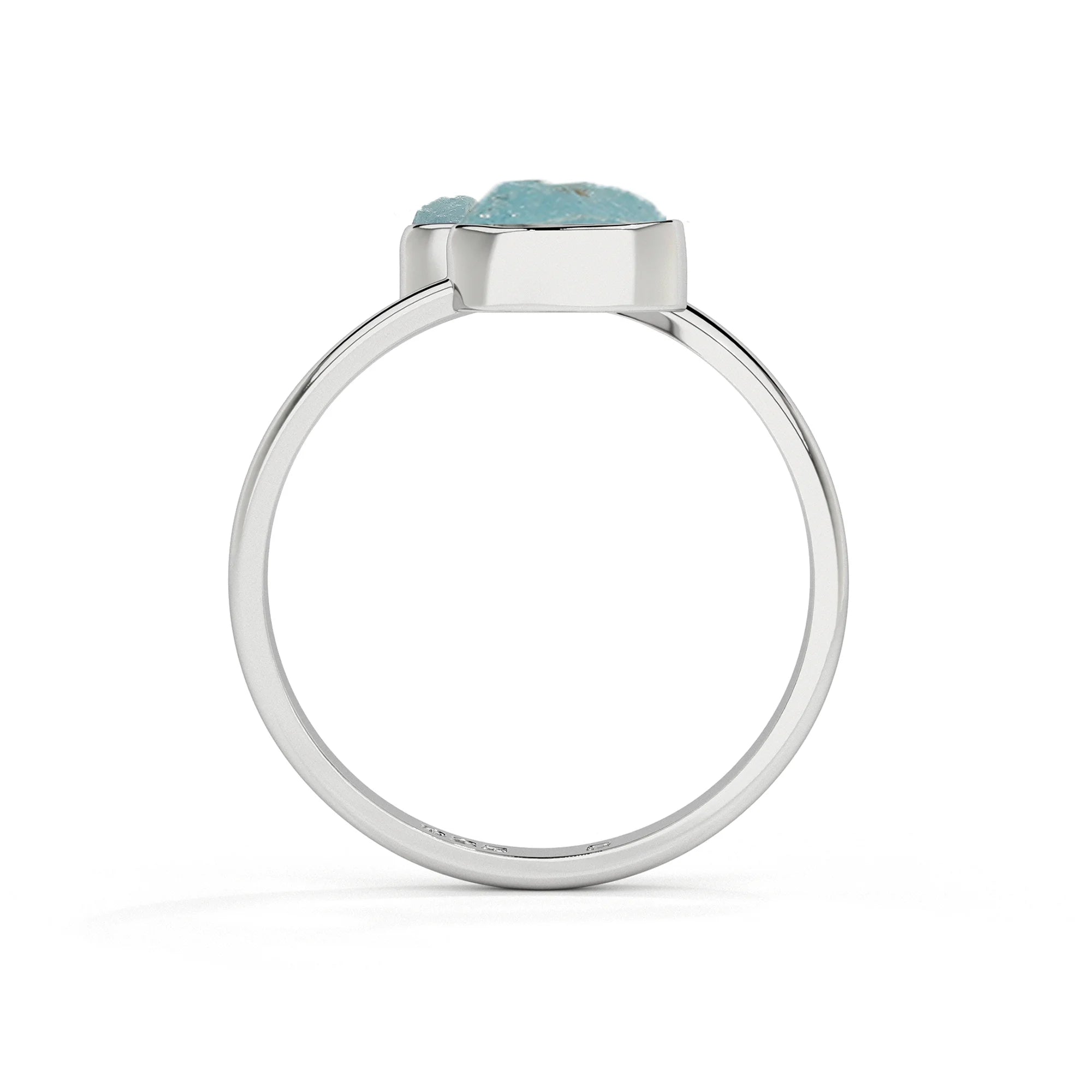 aquamarine rough shape stackable bezel-set ring