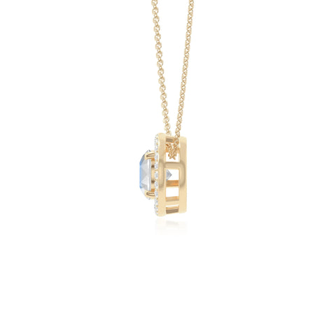 rainbow moonstone solitaire halo necklaces in yellow gold vermeil 