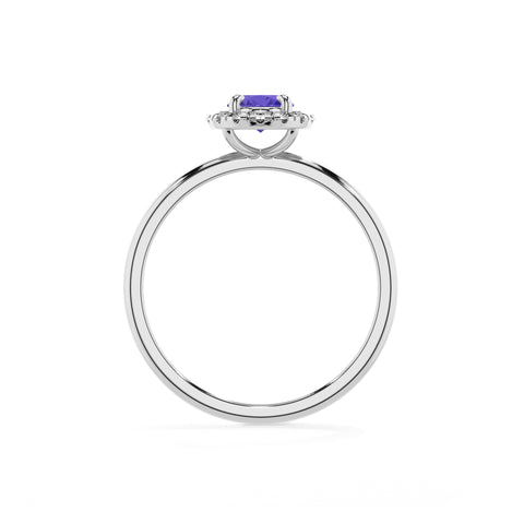 lab-grown tanzanite oval halo solitaire engagement ring