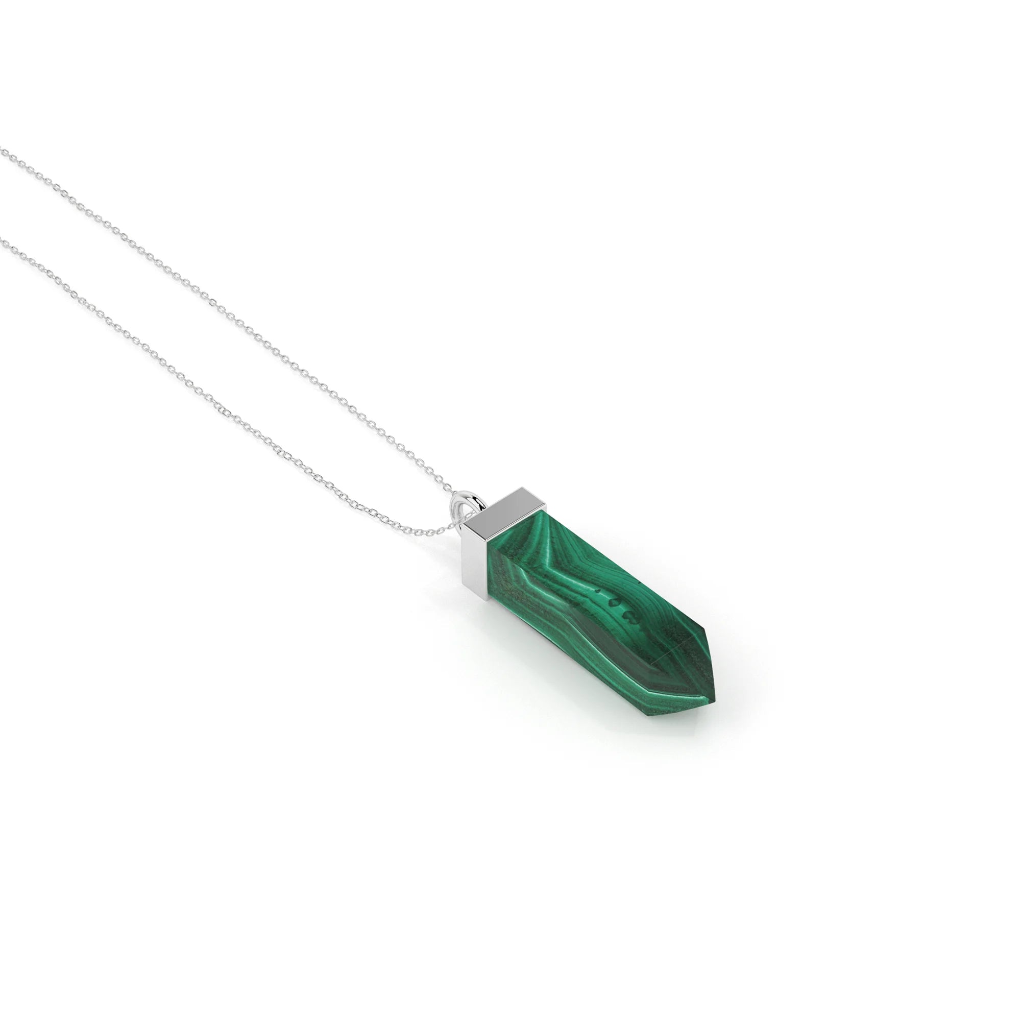 natural malachite pentagon shape pendant necklace