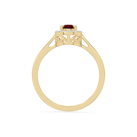 natural garnet solitaire halo engagement rings in yellow gold vermeil