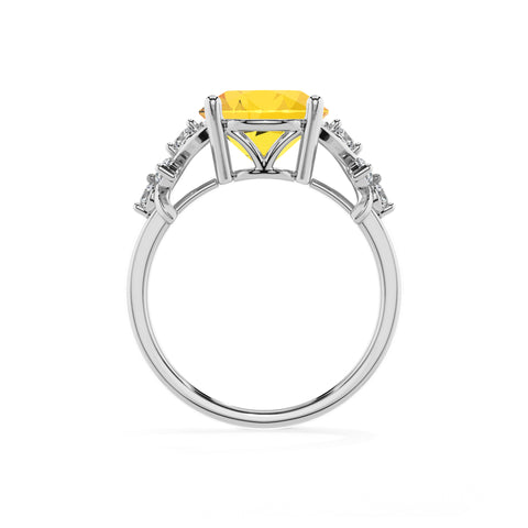 lab-grown yellow-sapphire round criss cross solitaire engagement ring