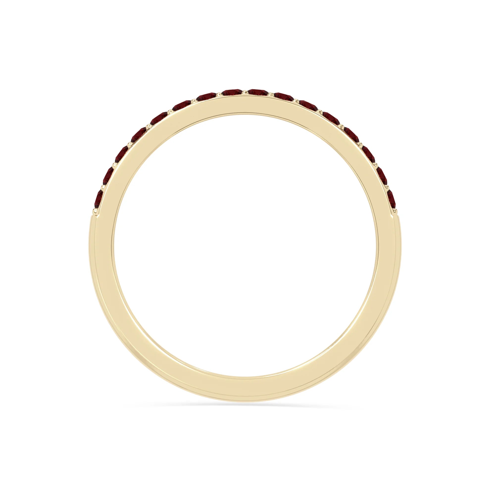 natural garnet half eternity band rings in yellow gold vermeil