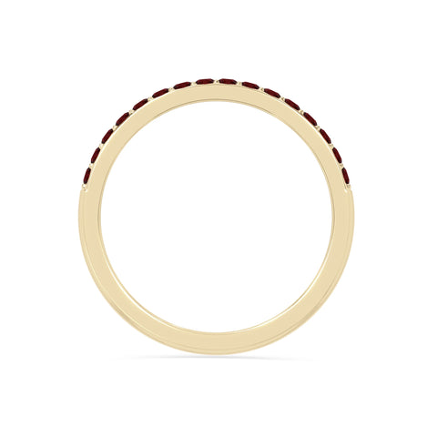 natural garnet half eternity band rings in yellow gold vermeil