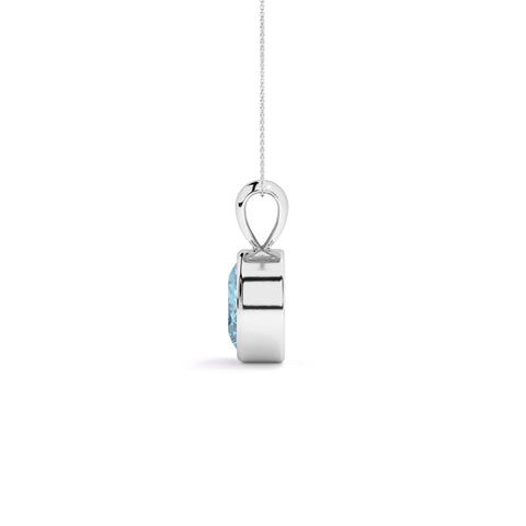 natural swiss-blue-topaz round shape pendant necklace