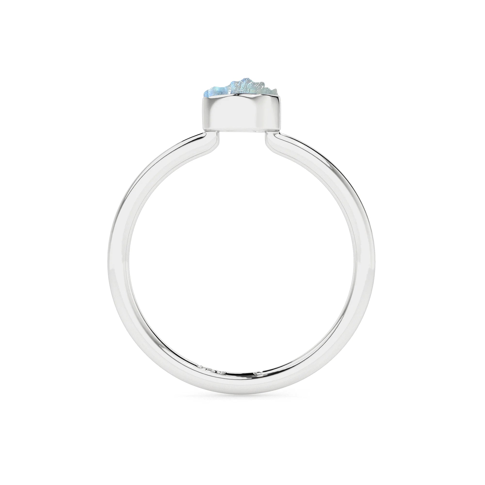 rainbow-moonstone rough shape stackable bezel-set ring