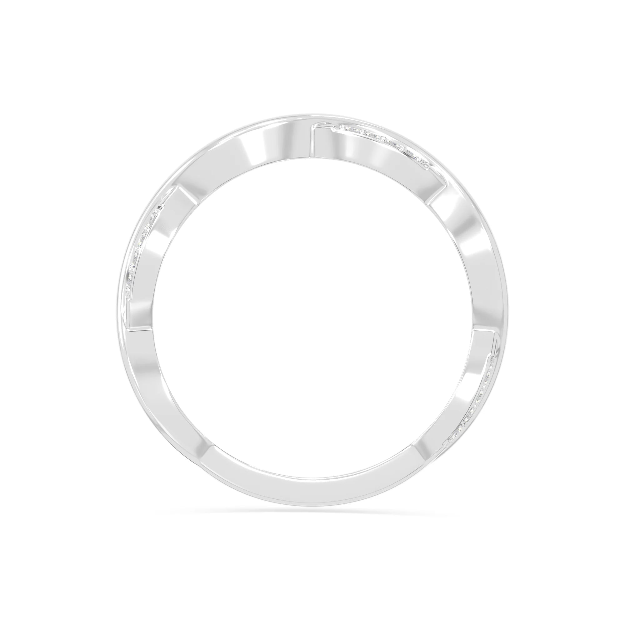 natural moissanite twisted wedding band rings in sterling silver 