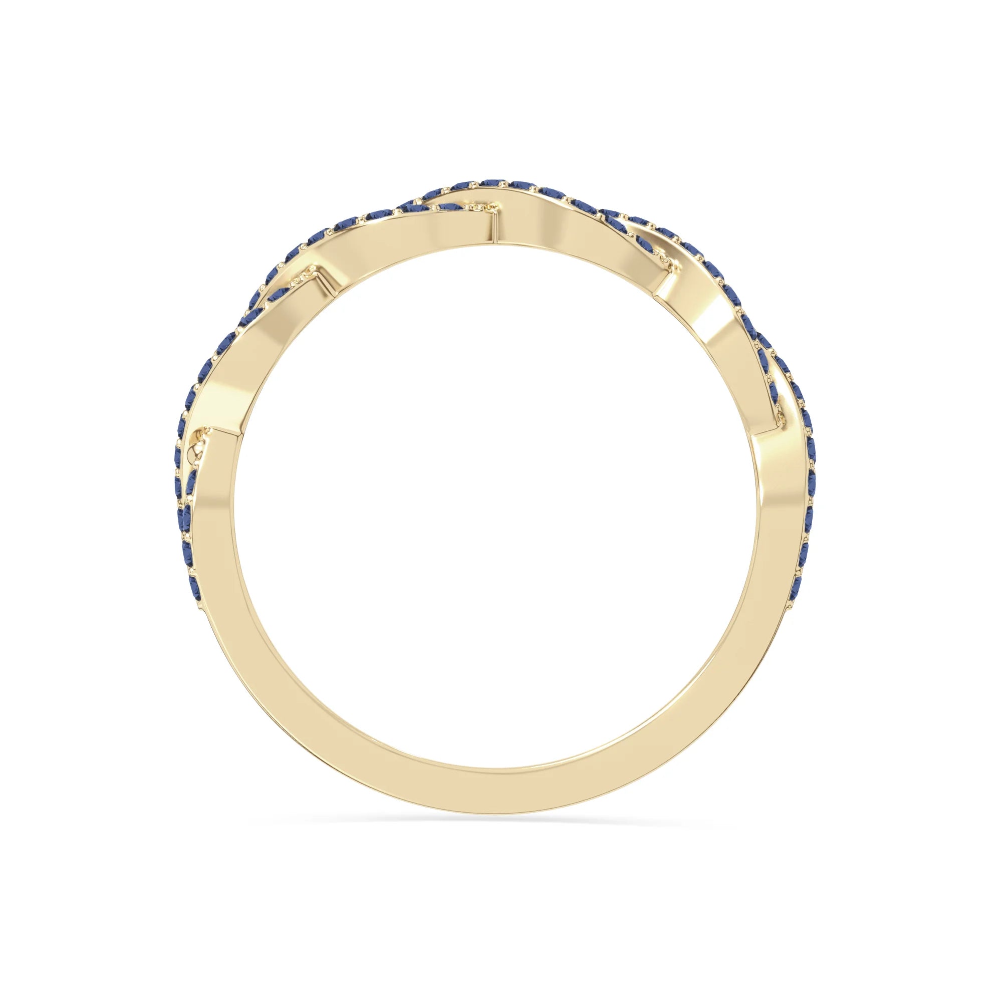 natural blue sapphire twisted wedding band rings in yellow gold vermeil