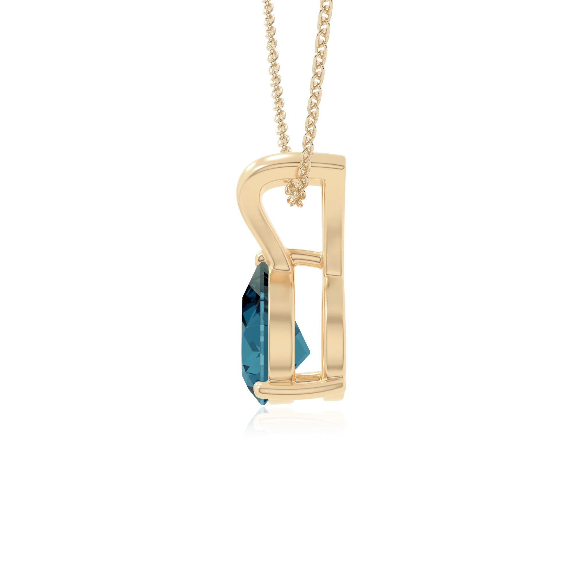 natural london-blue-topaz v-bale solitaire necklaces in yellow gold vermeil 