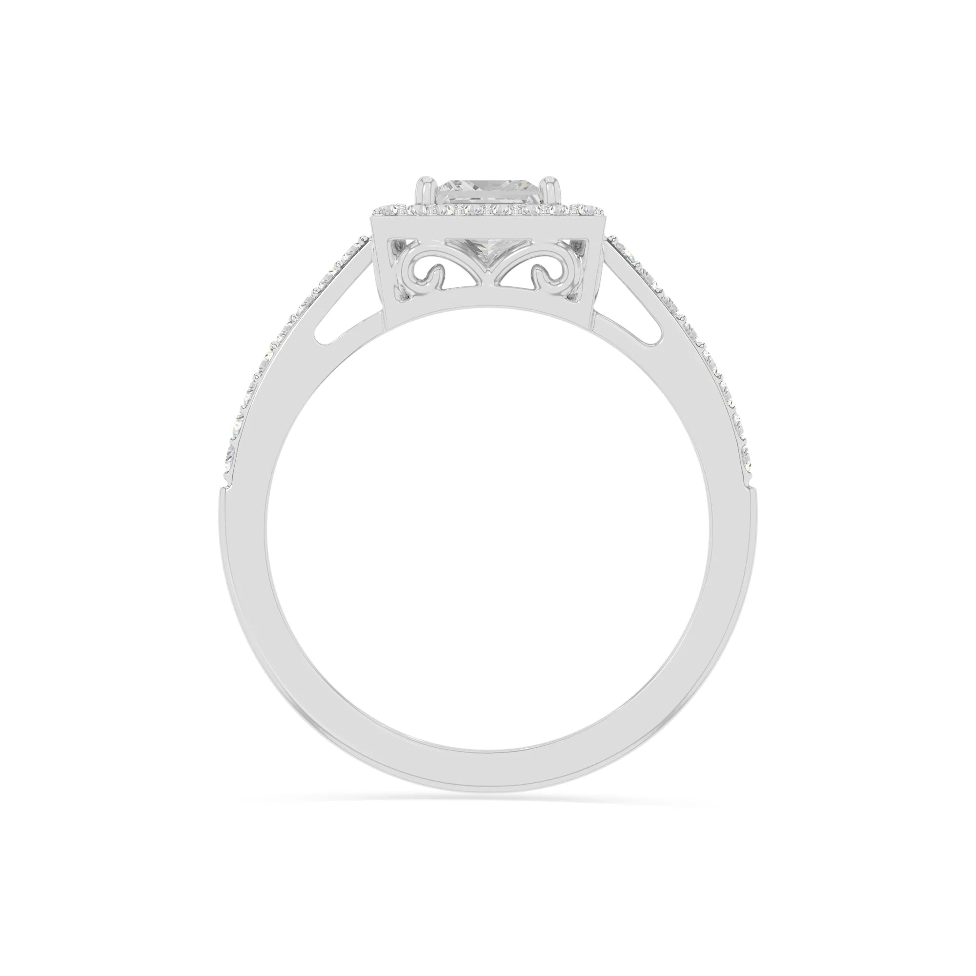 natural moissanite solitaire halo engagement rings in sterling silver 