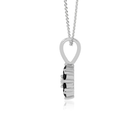 natural black-onyx flower necklaces in sterling silver 