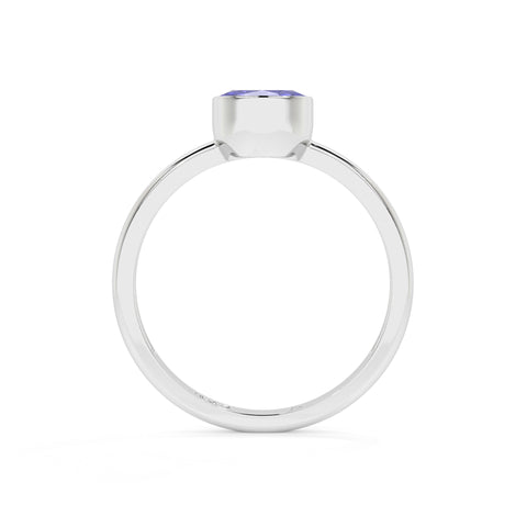 tanzanite oval cut stackable bezel-set ring