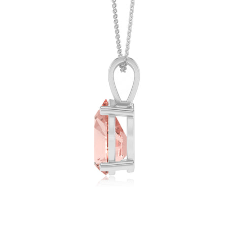 lab grown morganite pear shape solitaire v-bale pendant necklace