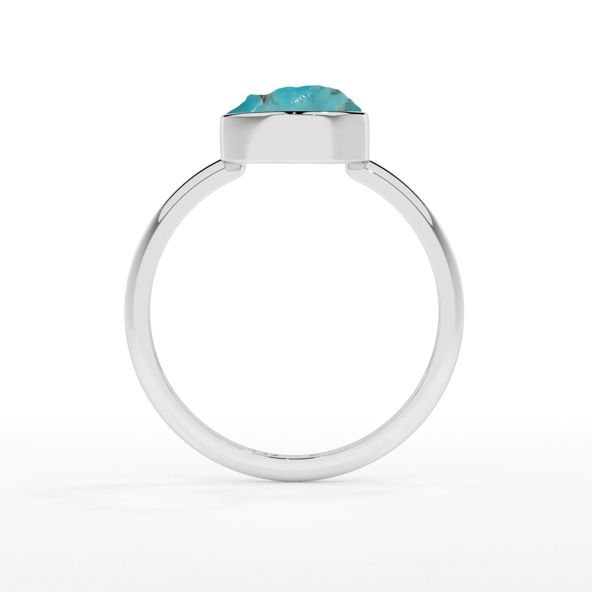 turquoise rough shape stackable bezel-set ring