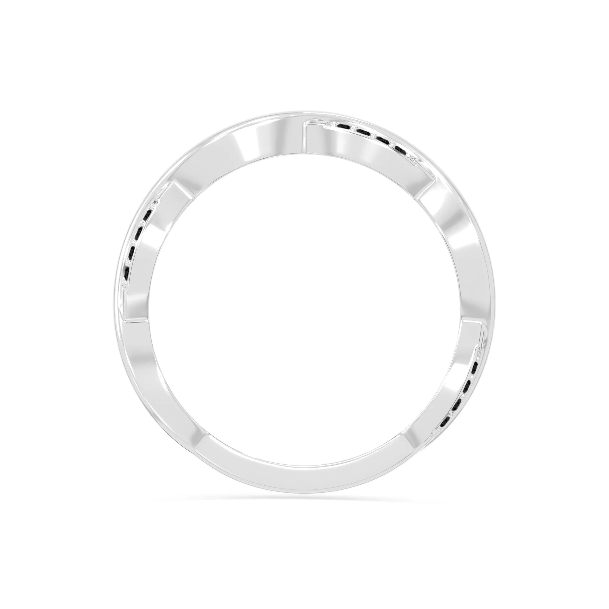 natural black onyx twisted wedding band rings in sterling silver 