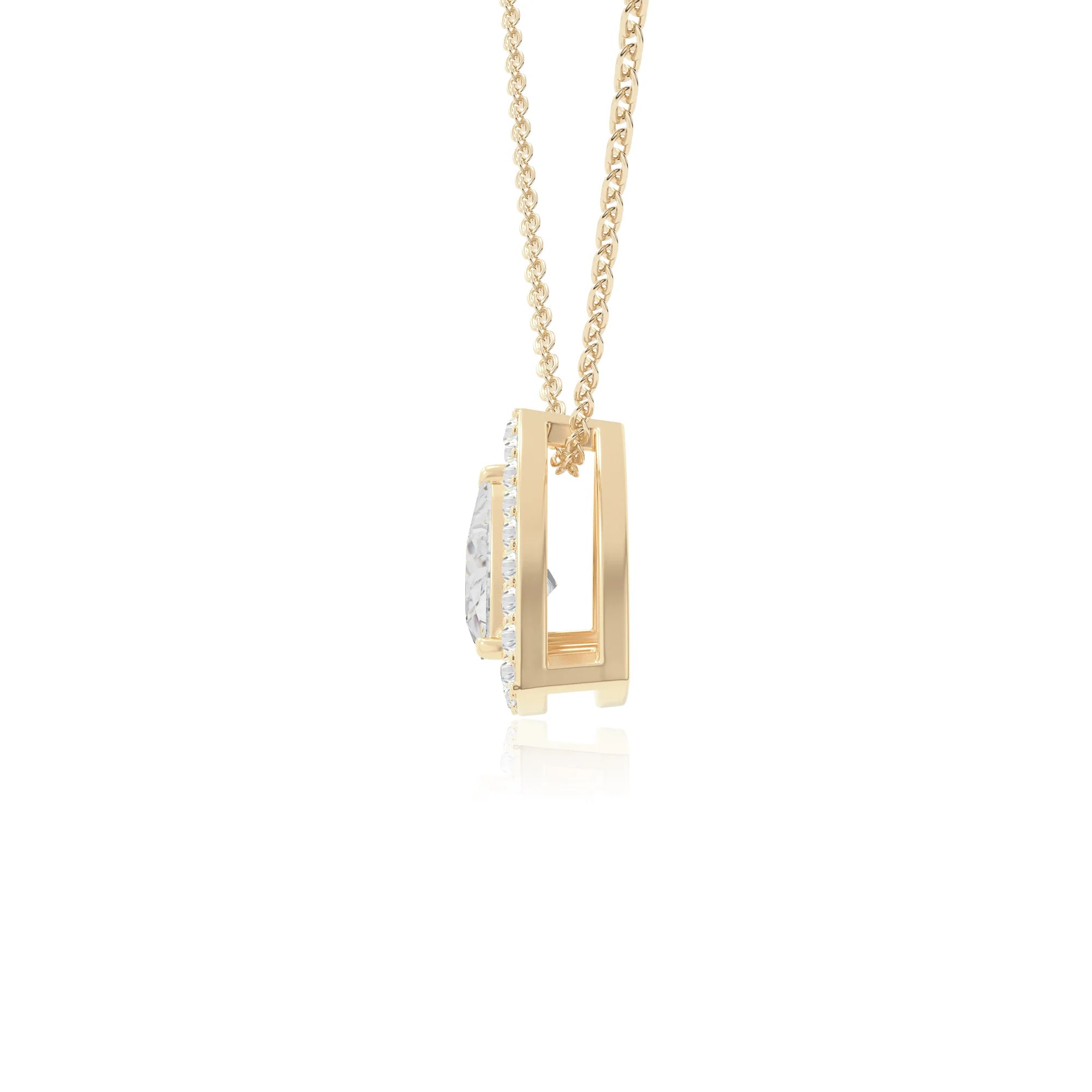 moissanite solitaire halo necklaces in yellow gold vermeil 