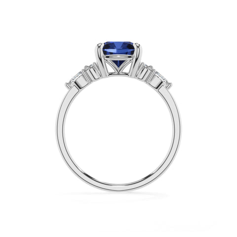 lab-grown blue-sapphire cushion solitaire engagement ring