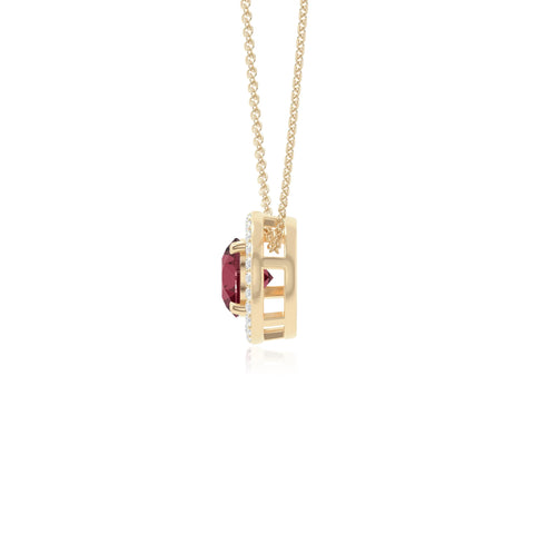 natural ruby solitaire halo necklaces in yellow gold vermeil 