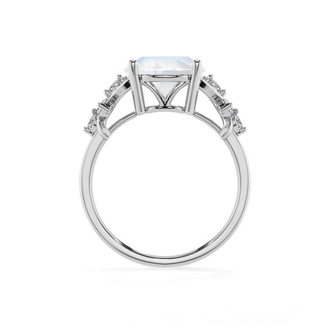 natural rainbow-moonstone round criss cross solitaire engagement ring