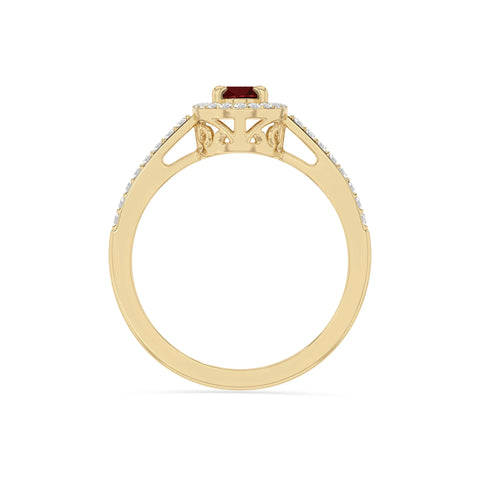 natural garnet solitaire halo engagement rings in yellow gold vermeil