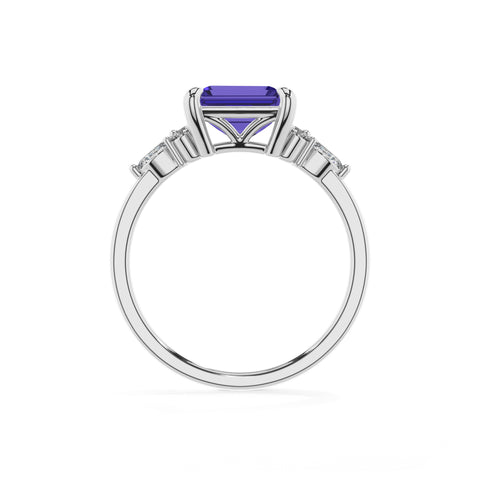 lab-grown tanzanite emerald solitaire engagement ring